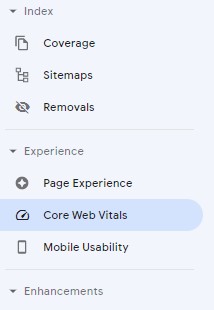 core web vitals no google search console
